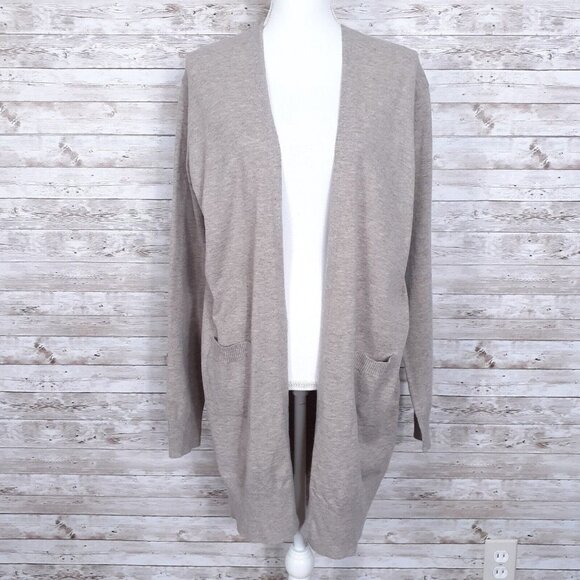 Sweet Romeo Womens Open Front Cardigan L Heather Latte 452A - Picture 1 of 5